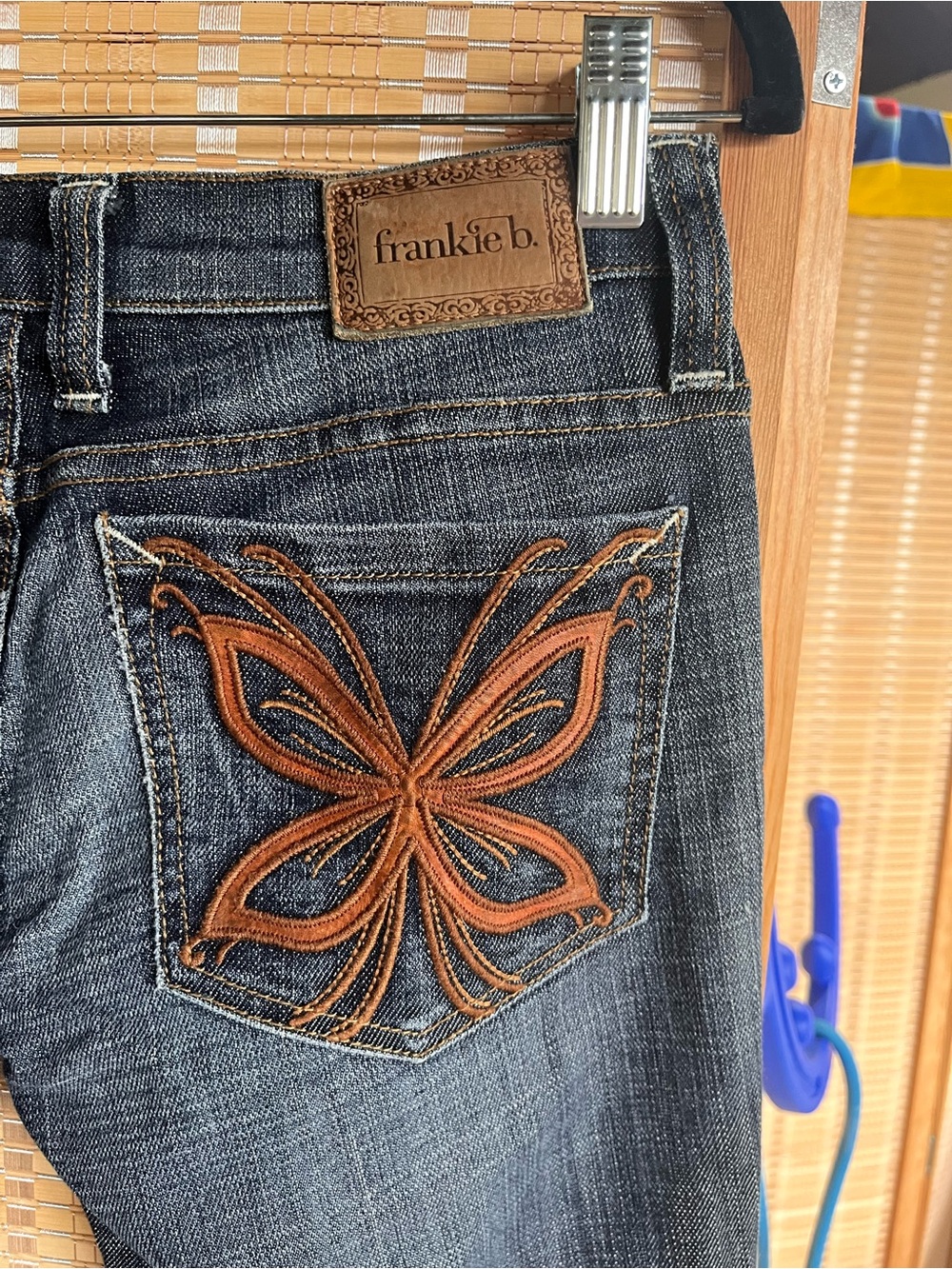 Frankie B. Women’s Dark Wash Jeans with Butterfly pockets